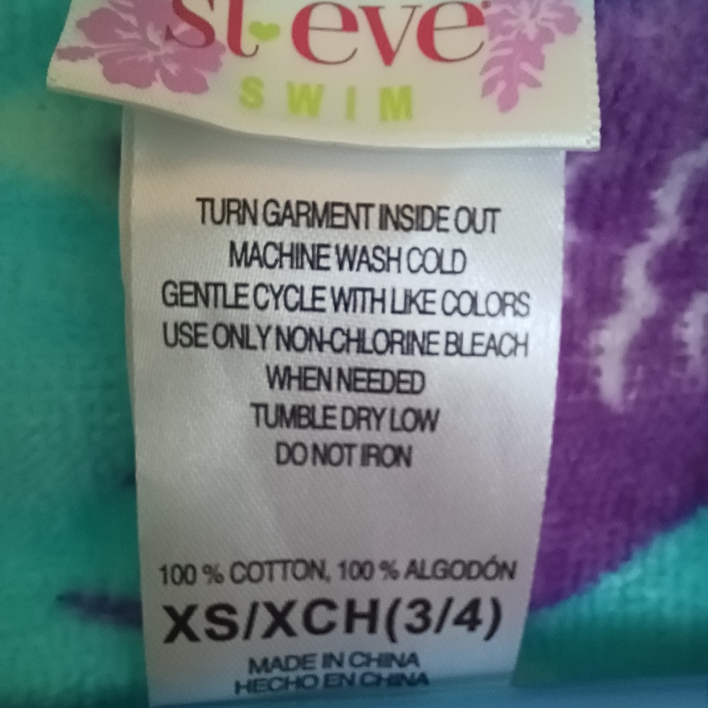 ST EVE TODDLER BLUE HOODED COTTON SWIM BATHROBE XS SIZE 3 4 - Picture 8 of 9